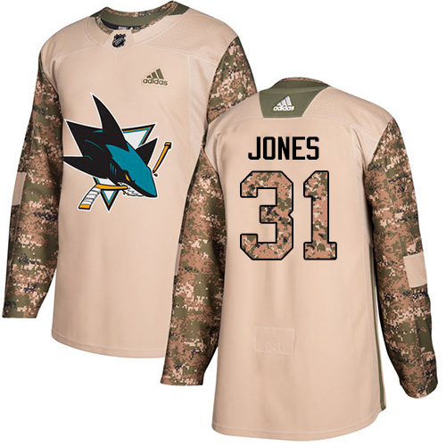 Adidas Sharks #31 Martin Jones Camo Authentic Veterans Day Stitched NHL Jersey